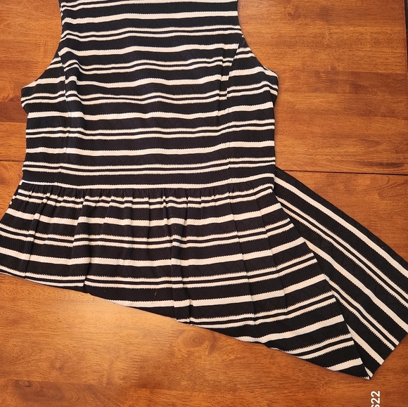 J. Crew Dress Fitted and Flare A-Line Cream Ivory Striped M Academia Preppy - Picture 5 of 9